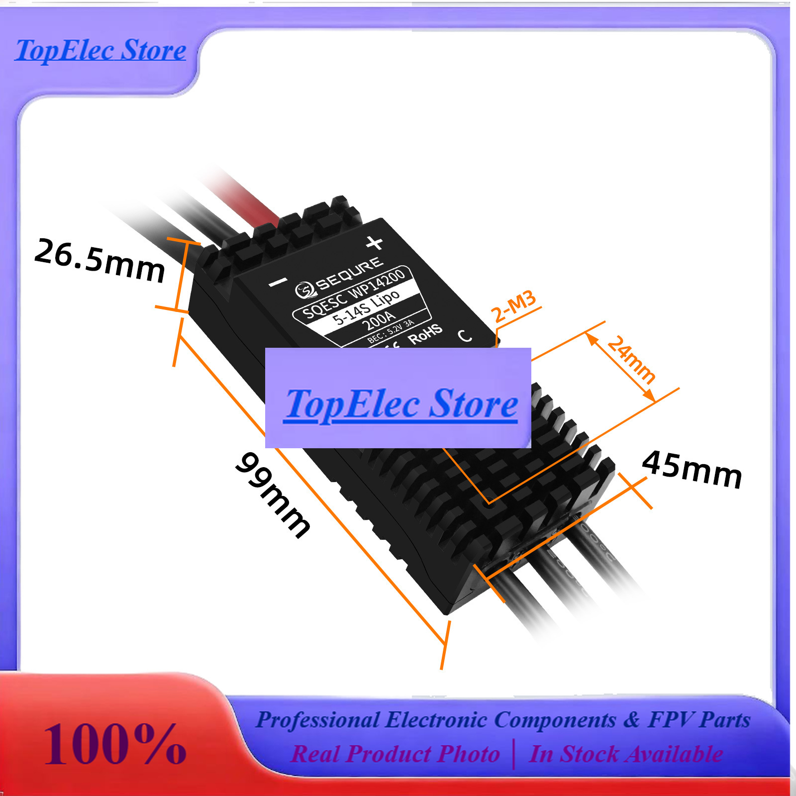 Efoil Esc 200A Waterproof - TopESSEQURE WP14200 وحدة تحكم في السرعة
